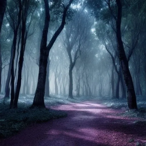 Prompt: Beautiful magical, iridescent forest