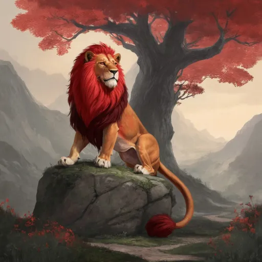 Prompt: a red lion