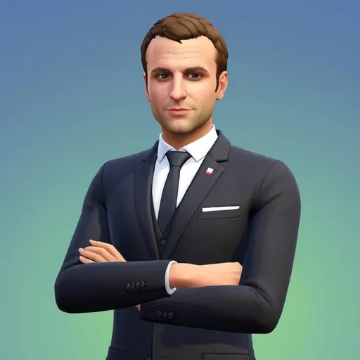 Prompt: Macron from "The Sims 4" game