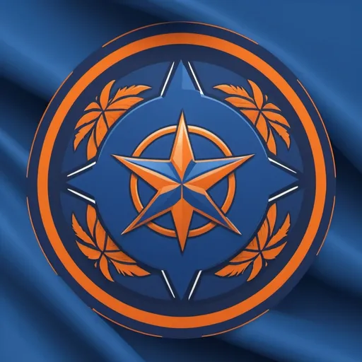 Prompt: A team flag for the Webcam Warriors using blue and orage as the colors.