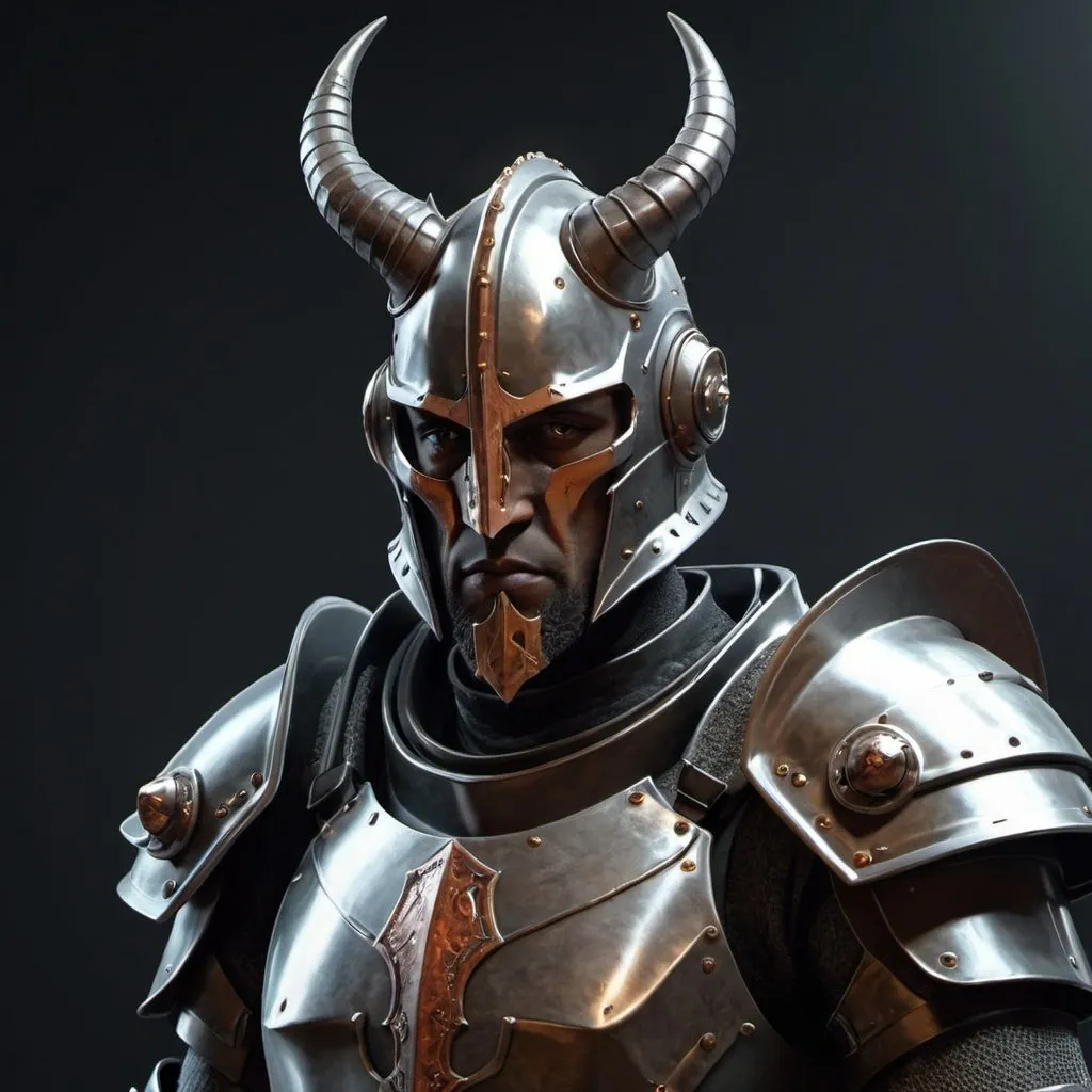 Prompt: Sci-fi Knight with horns