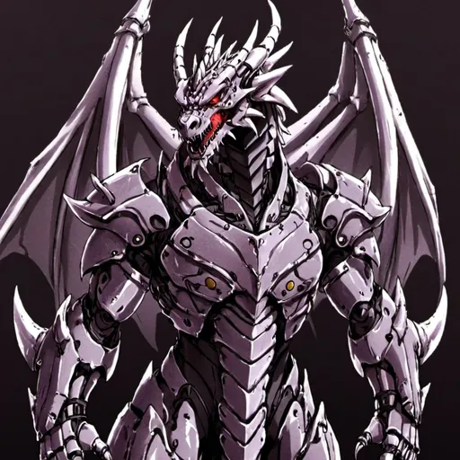 Prompt: Sci-fi anime dragon in power armor with gothic design 