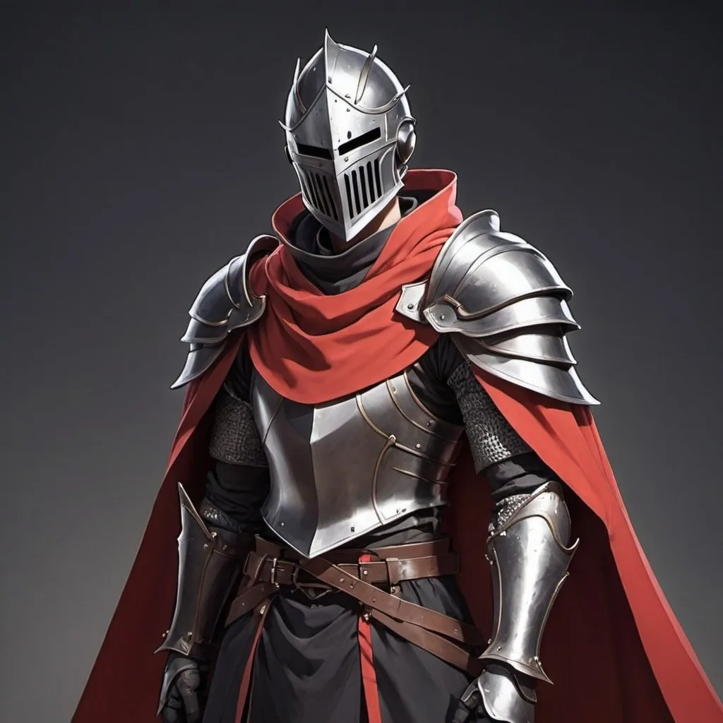 Prompt: Epic anime protagonist Knight with shoulder cape with facemask 