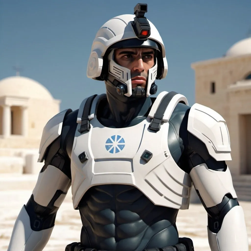 Prompt: Sci-fi greek soldier 