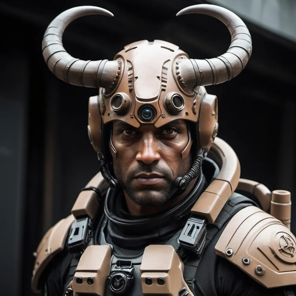 Prompt: Sci-fi special ops with horns