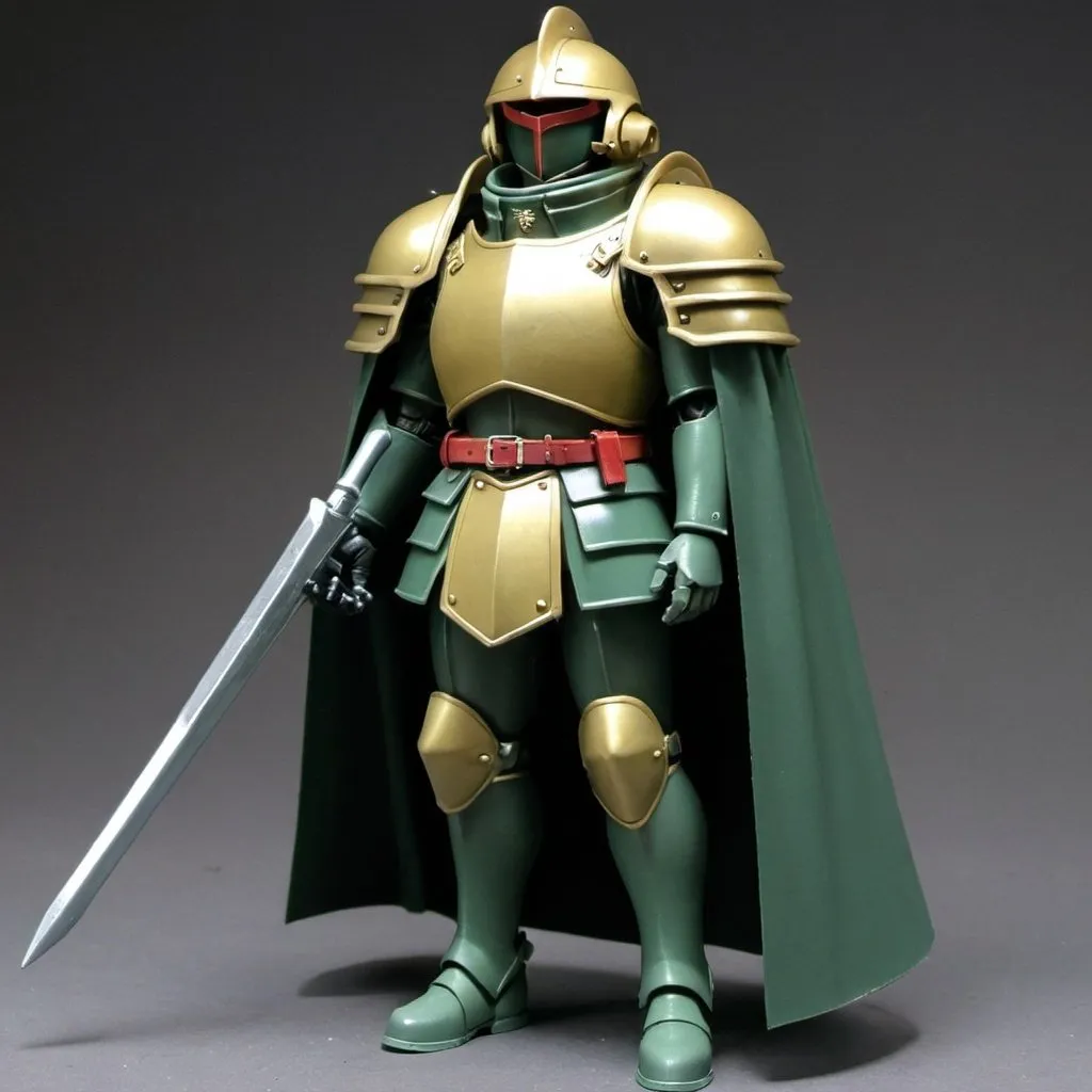 Prompt: Zeon soldier with shoulder cape and Knight helmet