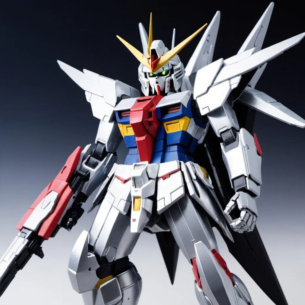 Prompt: Silver destiny gundam