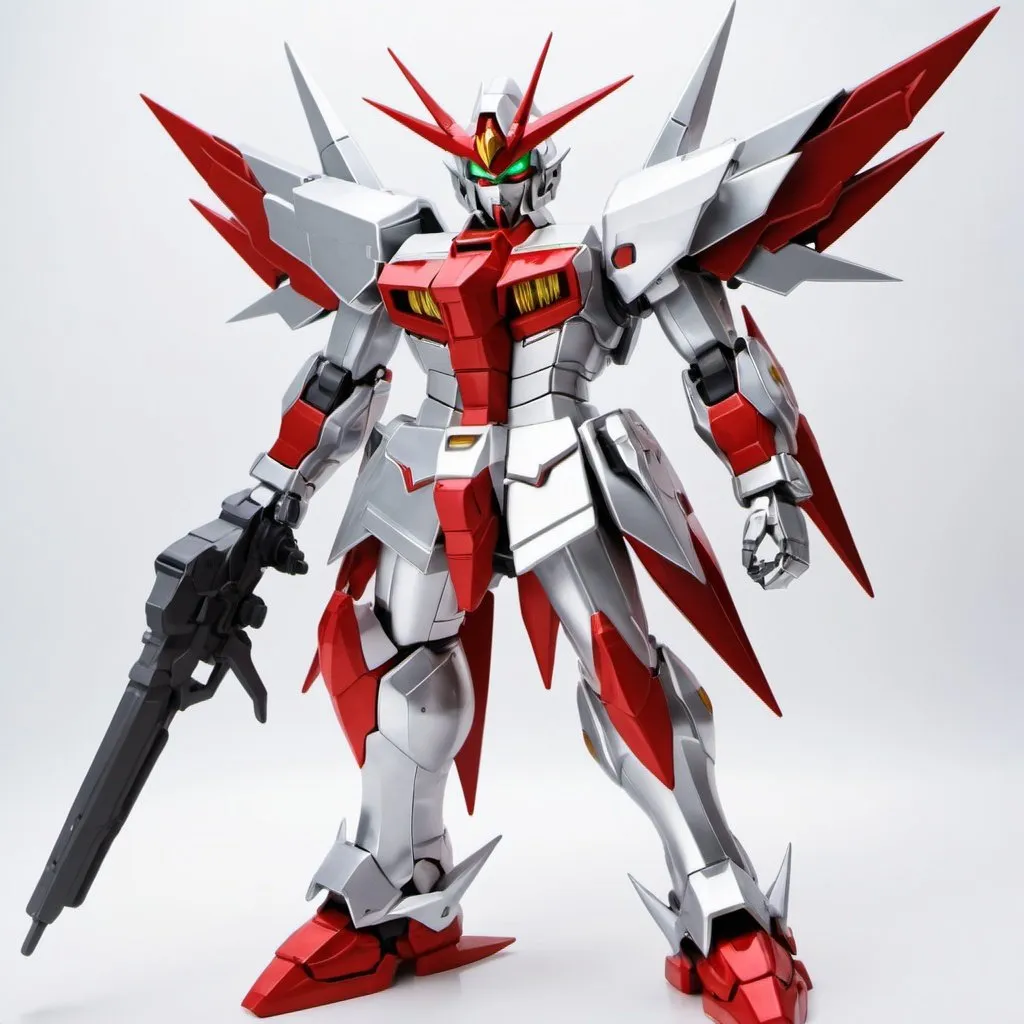 Prompt: Silver and red devil Gundam 