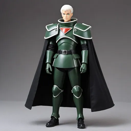 Prompt: Zeon soldier with shoulder cape in black 