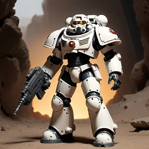 Prompt: Sci-fi tau space marine in power armor with sleek technological design 