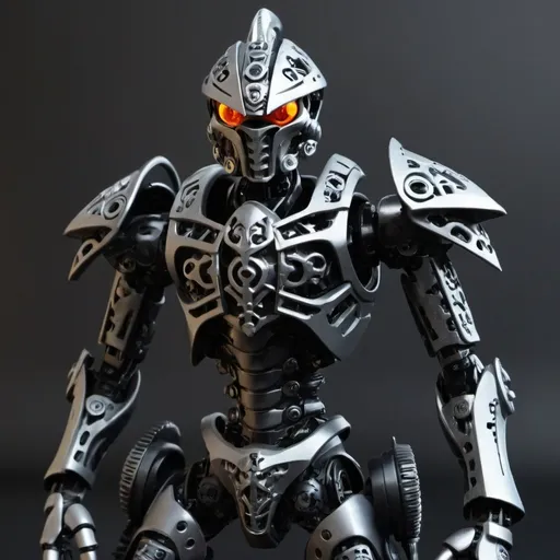 Prompt: Sci-fi Bionicle soldier with gothic design 