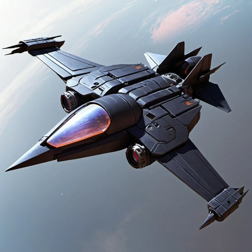 Prompt: Sci-fi raven space craft fighter 