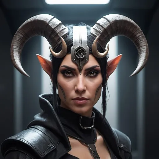 Prompt: Sci-fi assassin with horns