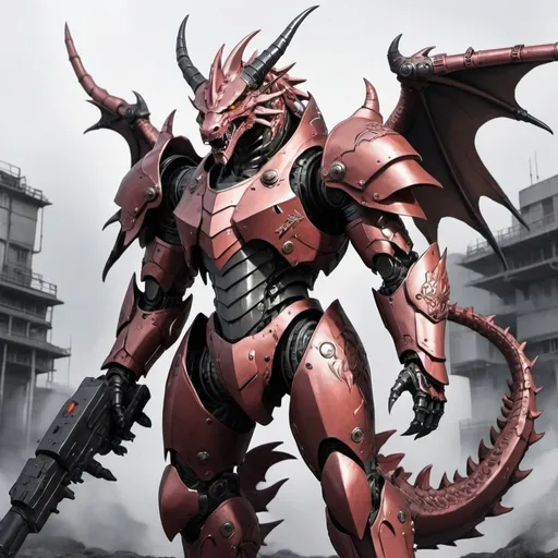 Prompt: Anime nightmare dragon in power armor 