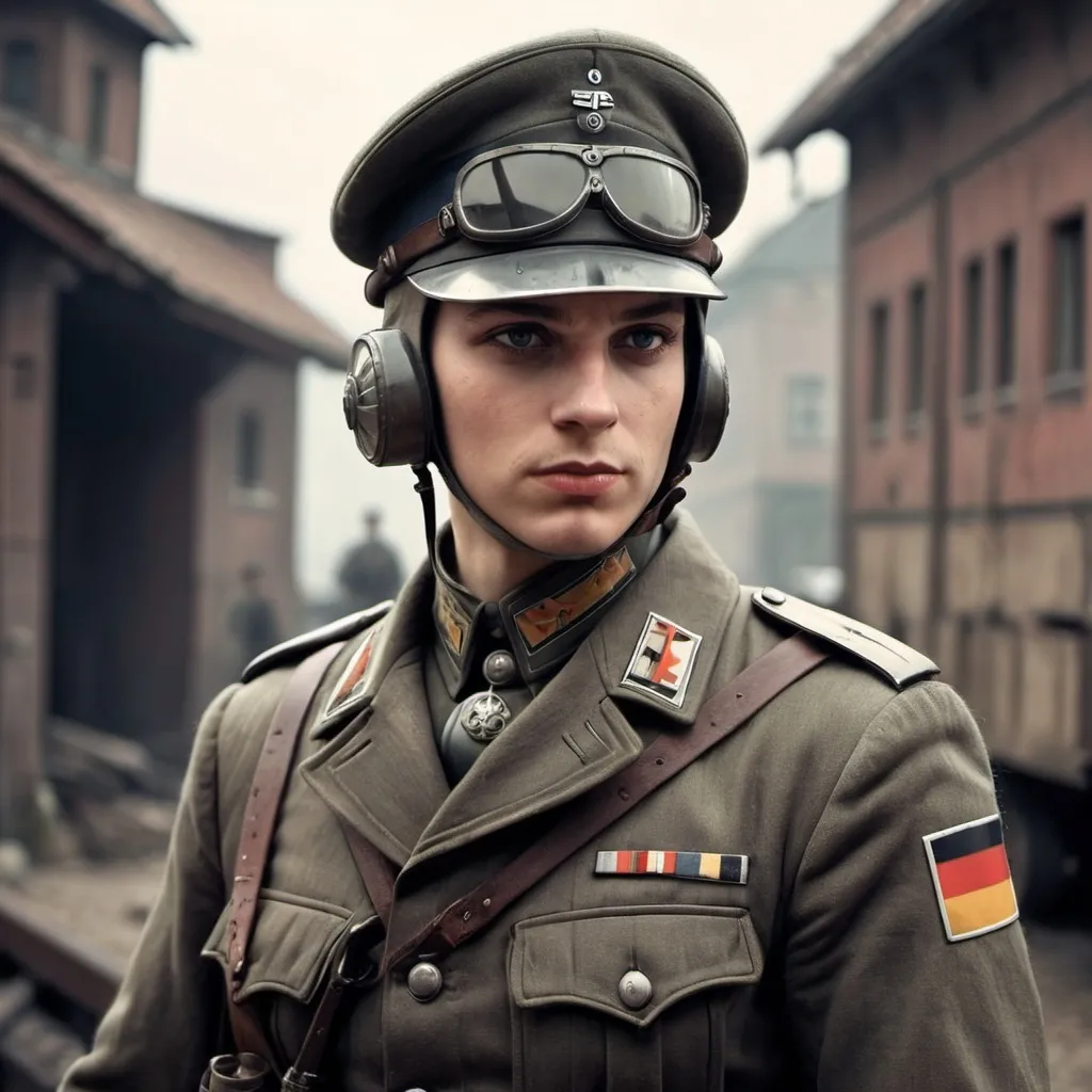 Prompt: Dieselpunk german soldier 