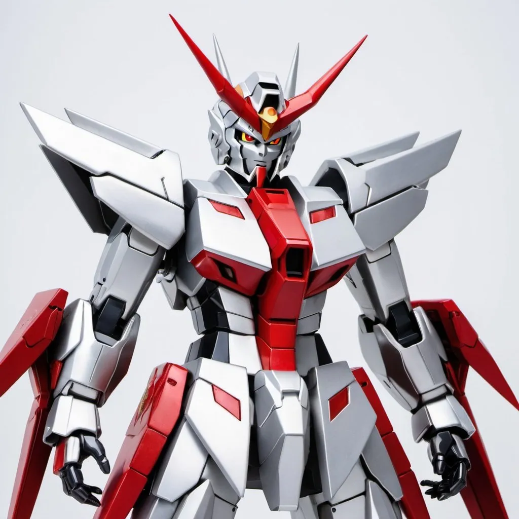 Prompt: Silver and red devil Gundam 