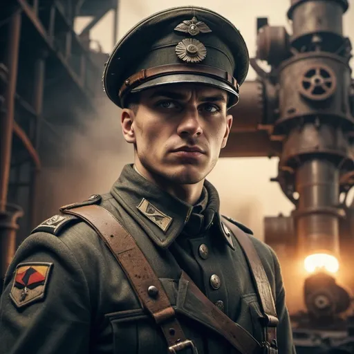 Prompt: Dieselpunk german soldier 