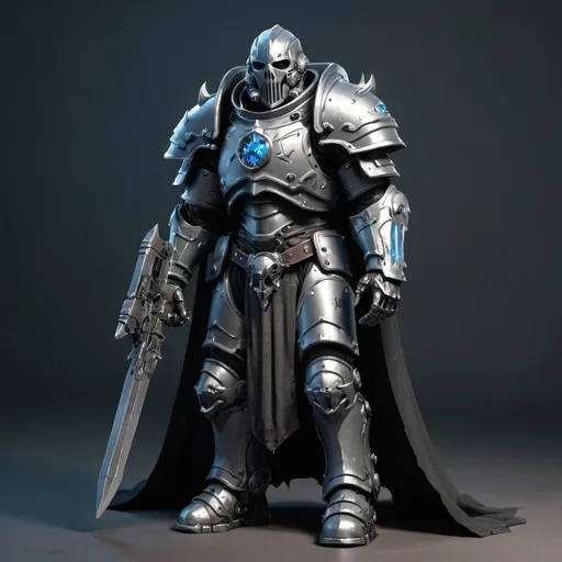 Prompt: Sci-fi death knight in power armor with shoulder cape