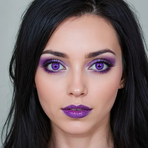 Prompt: Woman with black hair and amethyst eyes 