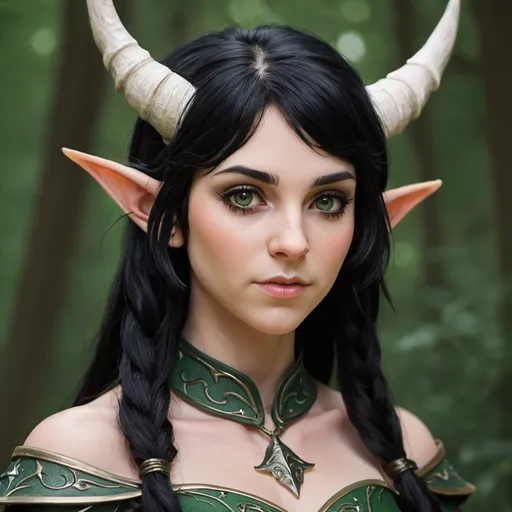 Prompt: Female horned elf with black hair
