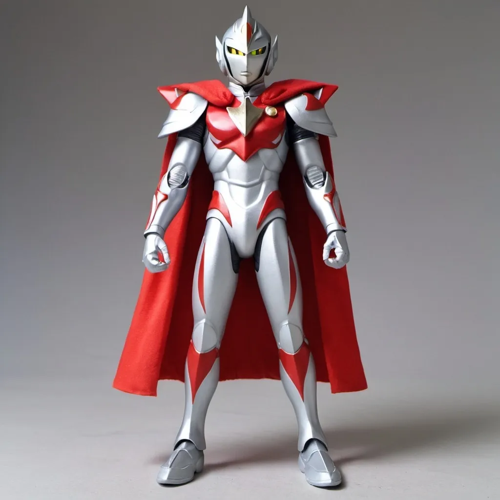 Prompt: Ultraman Knight with shoulder cape