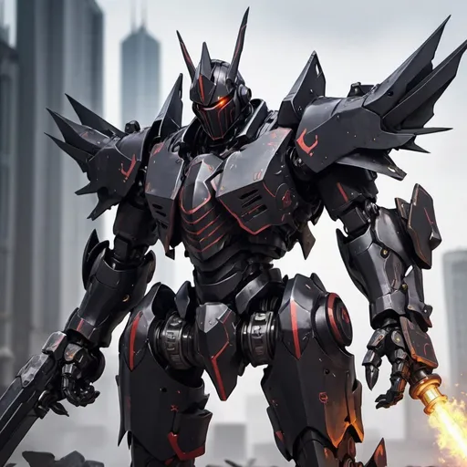 Prompt: Anime mech black knight 