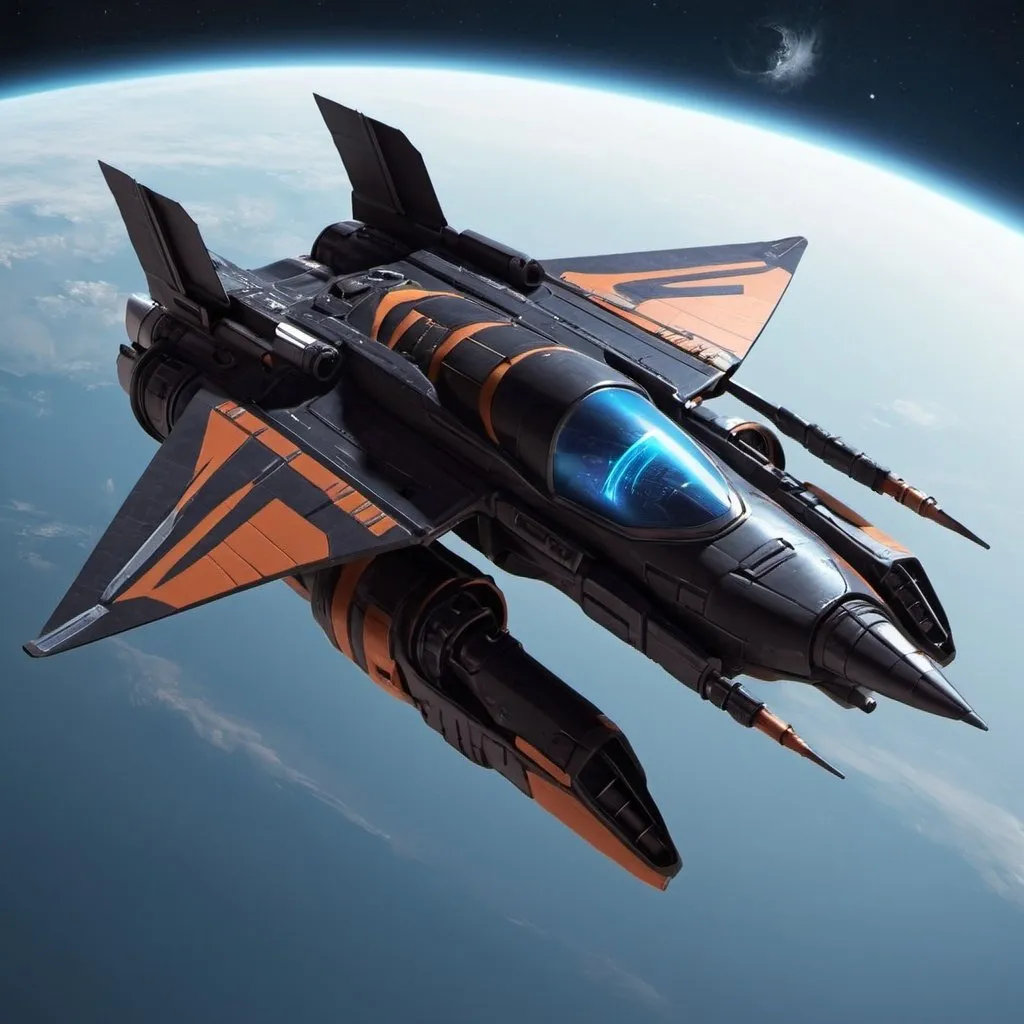 Prompt: Sci-fi raven space craft fighter 