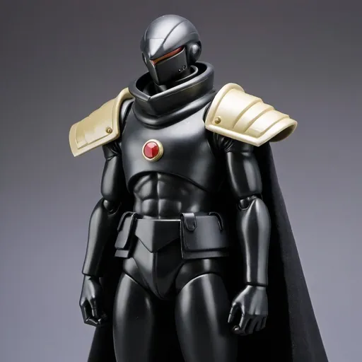 Prompt: Zeon soldier with shoulder cape in black 