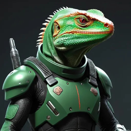 Prompt: Sci-fi lizard soldier 