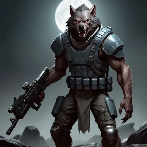 Prompt: Sci-fi Werewolf soldier 