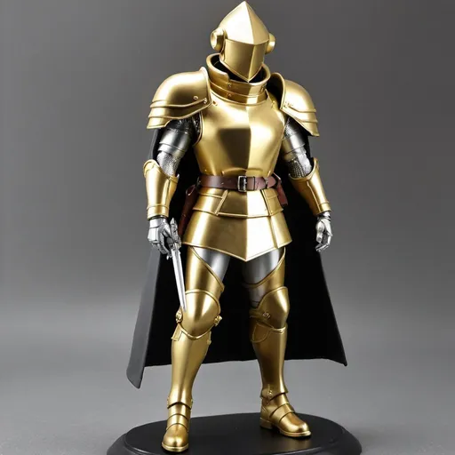 Prompt: Zeon soldier in trench coat with Knight helmet in silver and gold