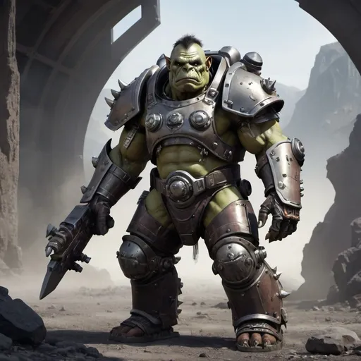 Prompt: Orc in Sci-fi power armor 