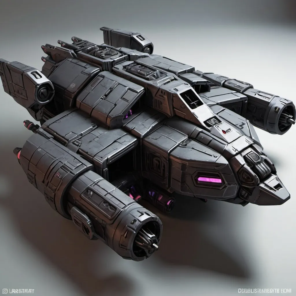 Prompt: Sci-fi dropship with gothic design 