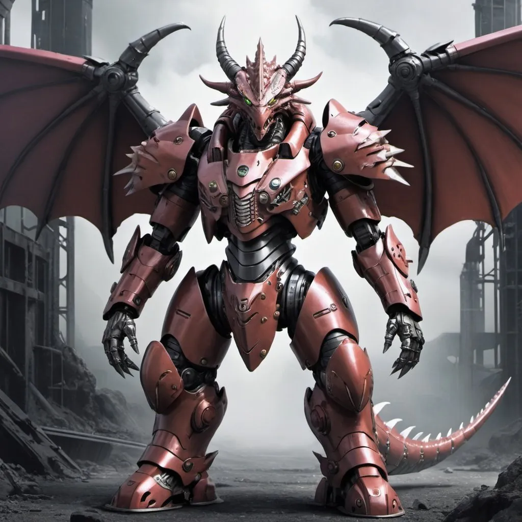 Prompt: Anime nightmare dragon in sci-fi power armor