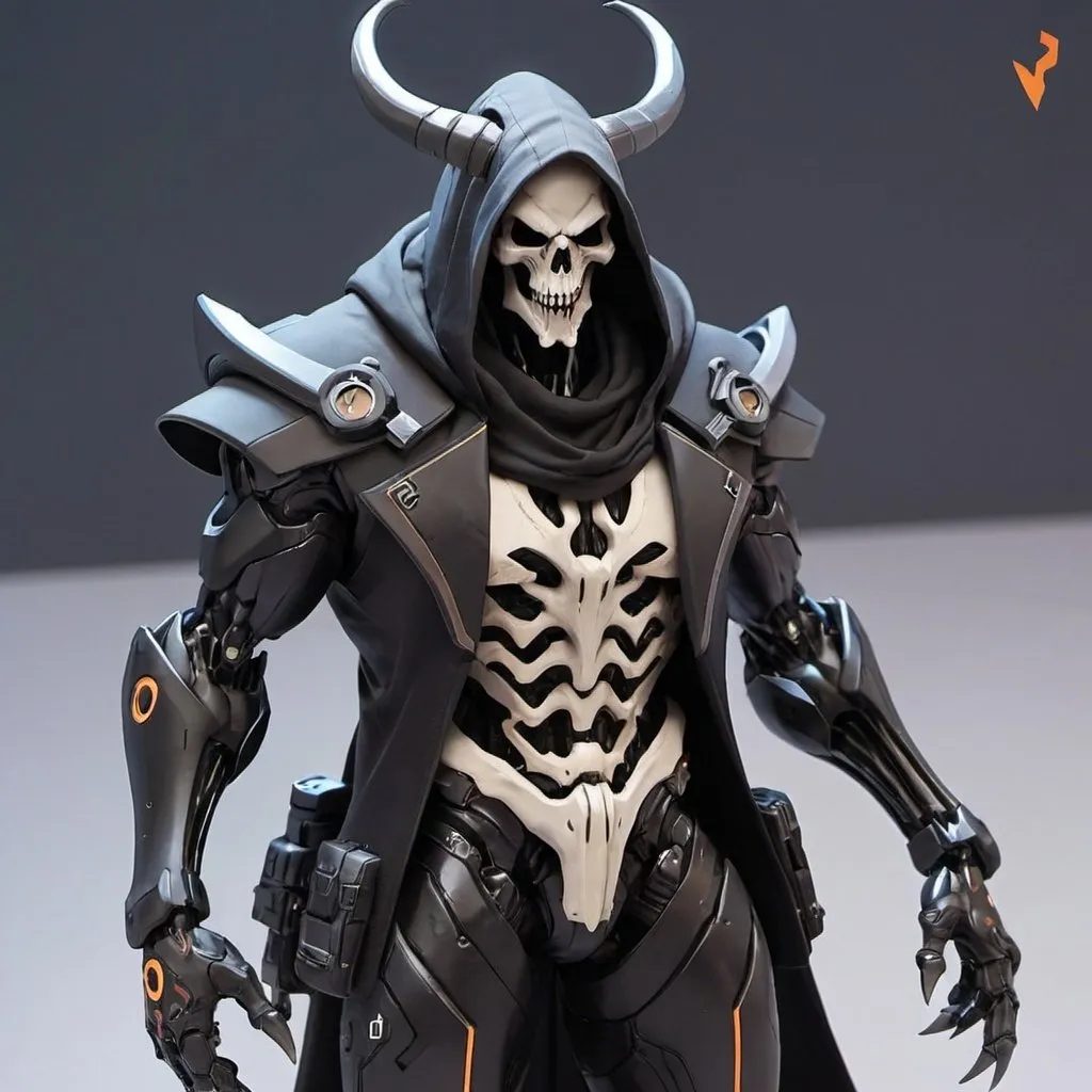 Prompt: Overwatch Sci-fi reaper with horns