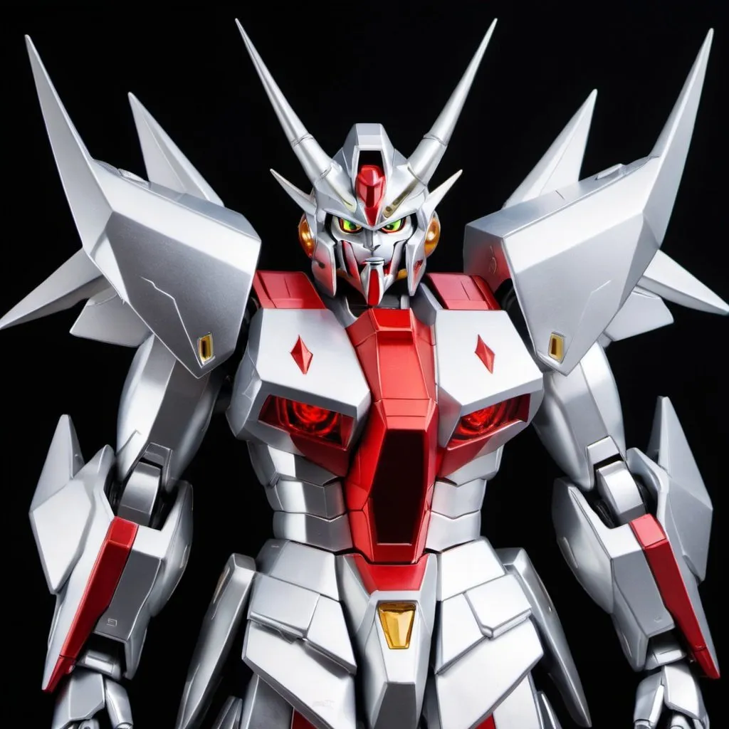 Prompt: Silver and red devil Gundam 