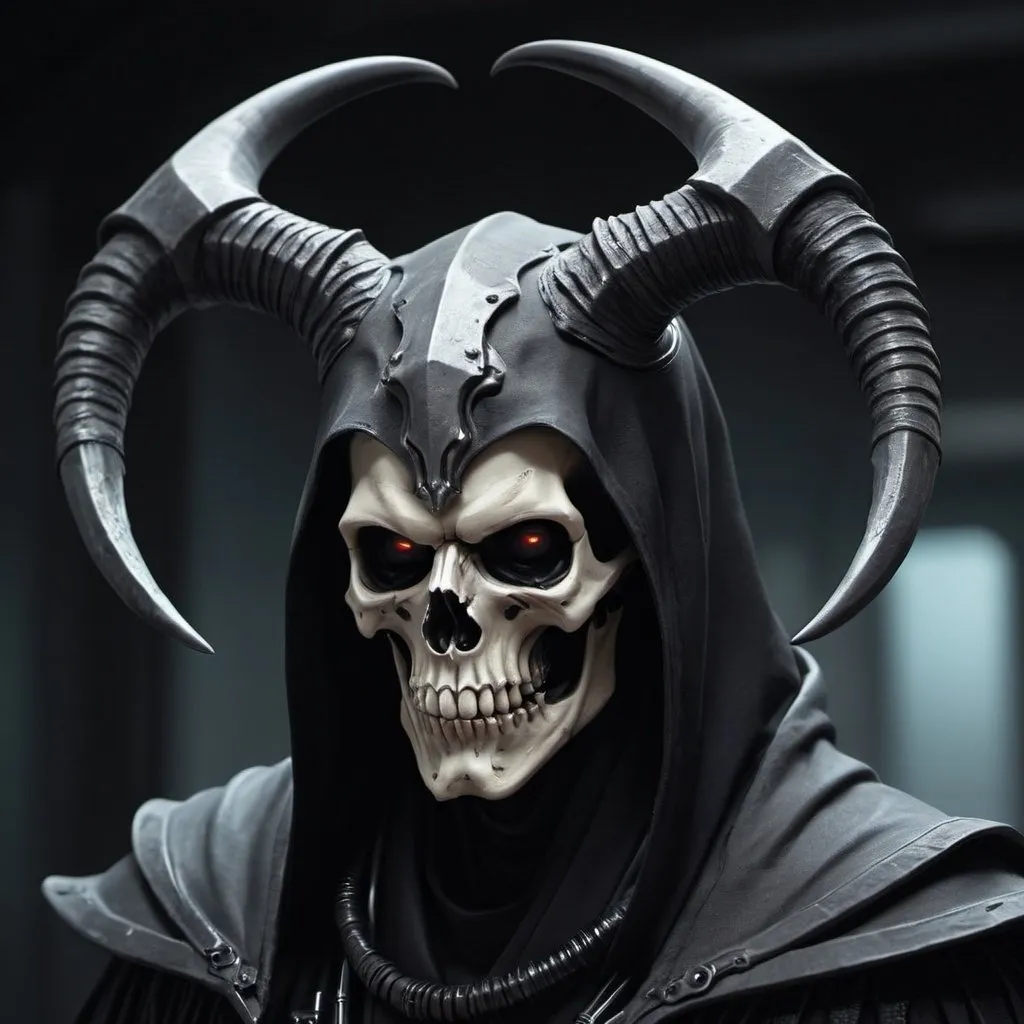 Prompt: Sci-fi reaper with horns
