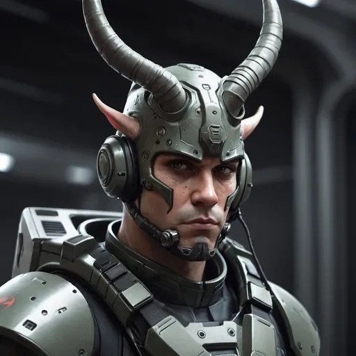 Prompt: Sci-fi soldier with horns  