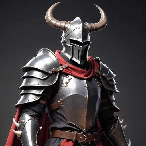 Prompt: Epic anime Knight with shoulder cape and horns
