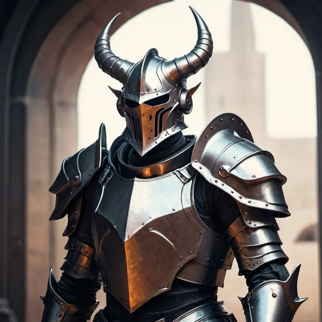 Prompt: Sci-fi knight with horns