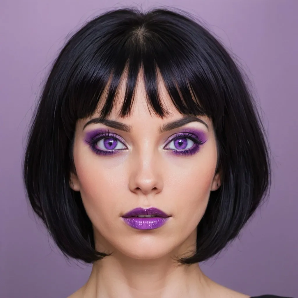 Prompt: Woman with black hair and amethyst eyes 