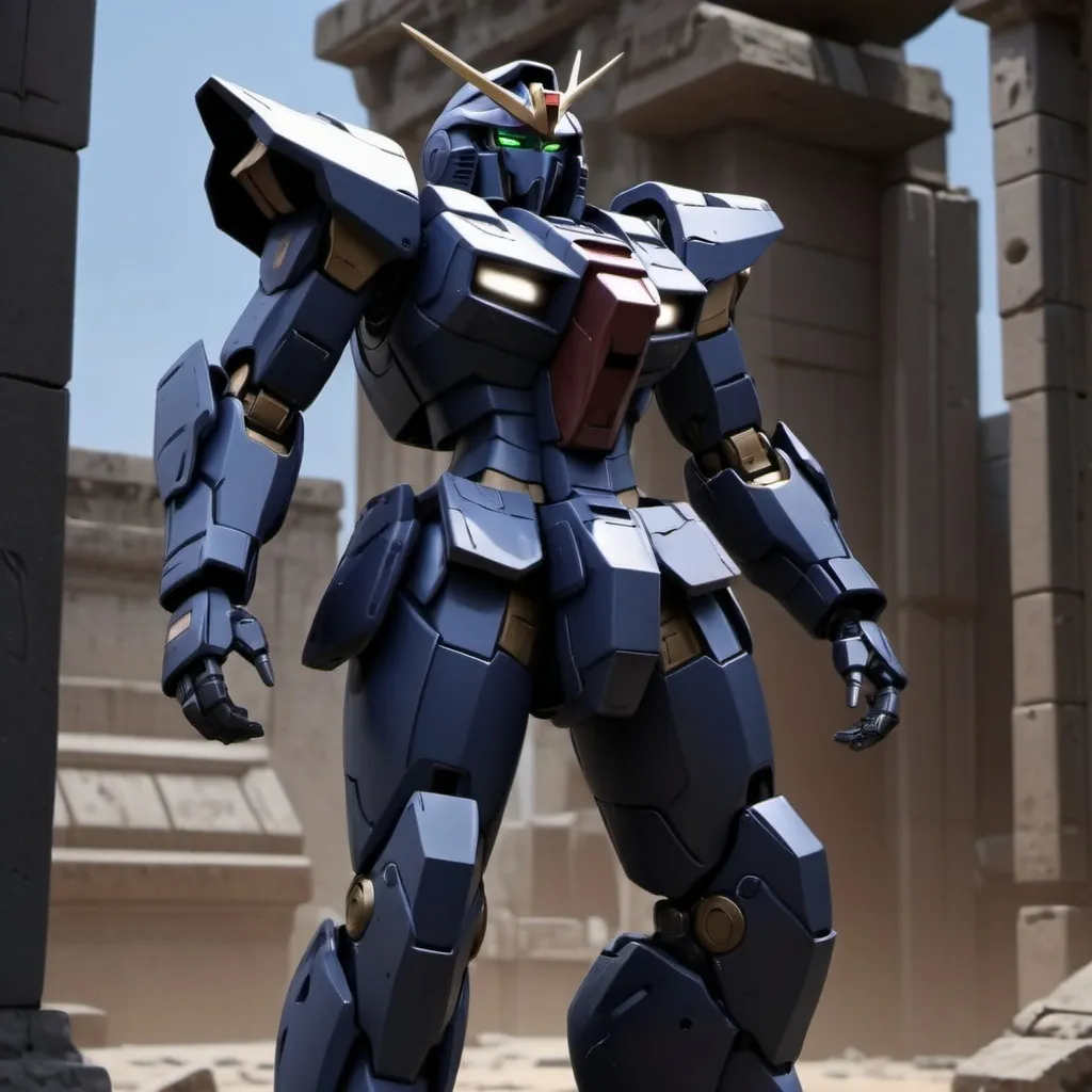 Prompt: Gundam Alus with sleek armor and roman design with a hint of elven style in raven color 