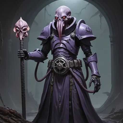 Prompt: Mindflayer in power armor priest 