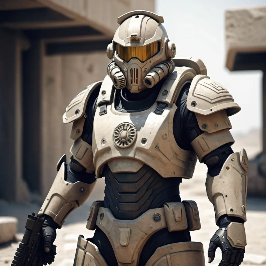 Sci-fi greek soldier in power armor