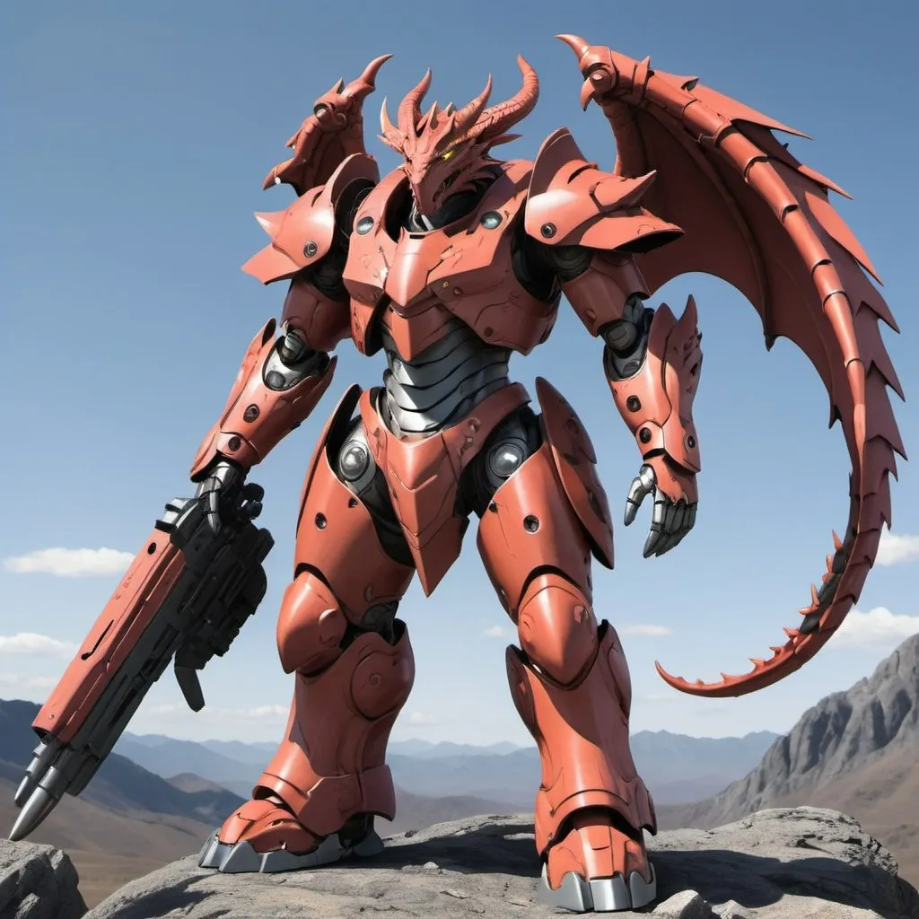 Prompt: Sci-fi anime dragon Power Armor 