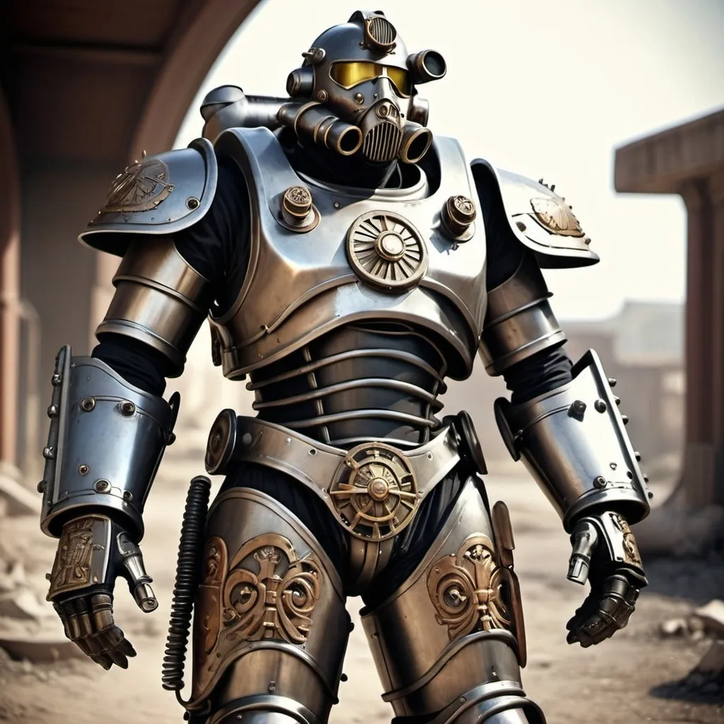 Prompt: Dieselpunk fallout power armor with roman design 