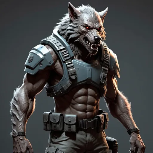 Prompt: Sci-fi Werewolf soldier 