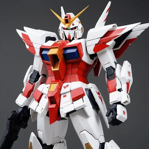 Prompt: White and red wing gundam  