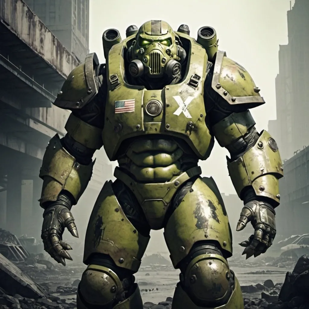 Prompt: Super Mutant in power armor 