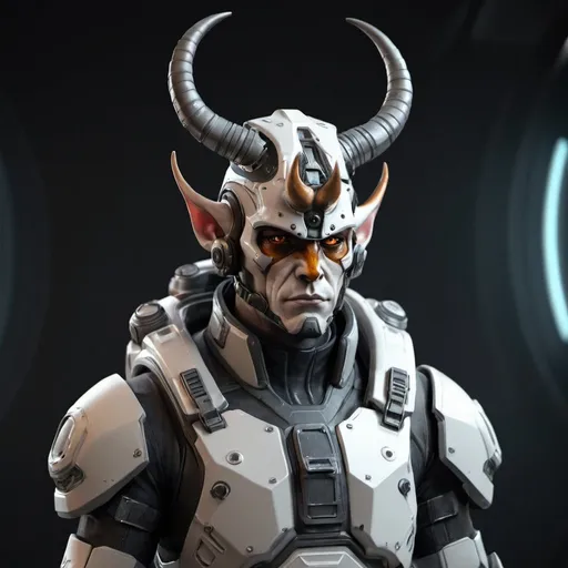 Prompt: Sci-fi soldier with horns